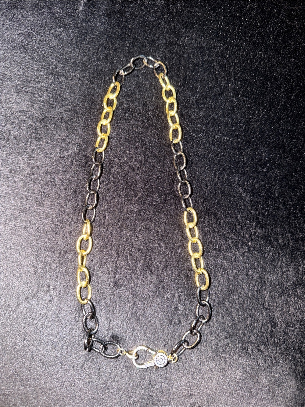Two-Tone Black and Gold Link Necklace - Women's Jewelry